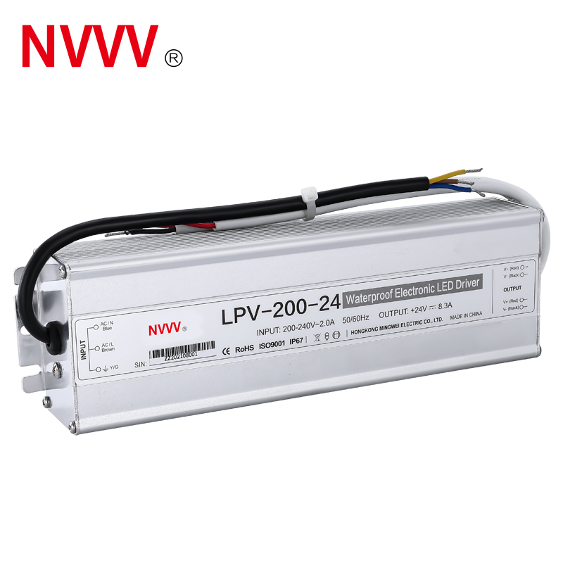 NVVV 200W 24V Waterproof Switching LED Power Supply Industrial Power Lighting 24v 8a Switching Power Supply LPV-200-24