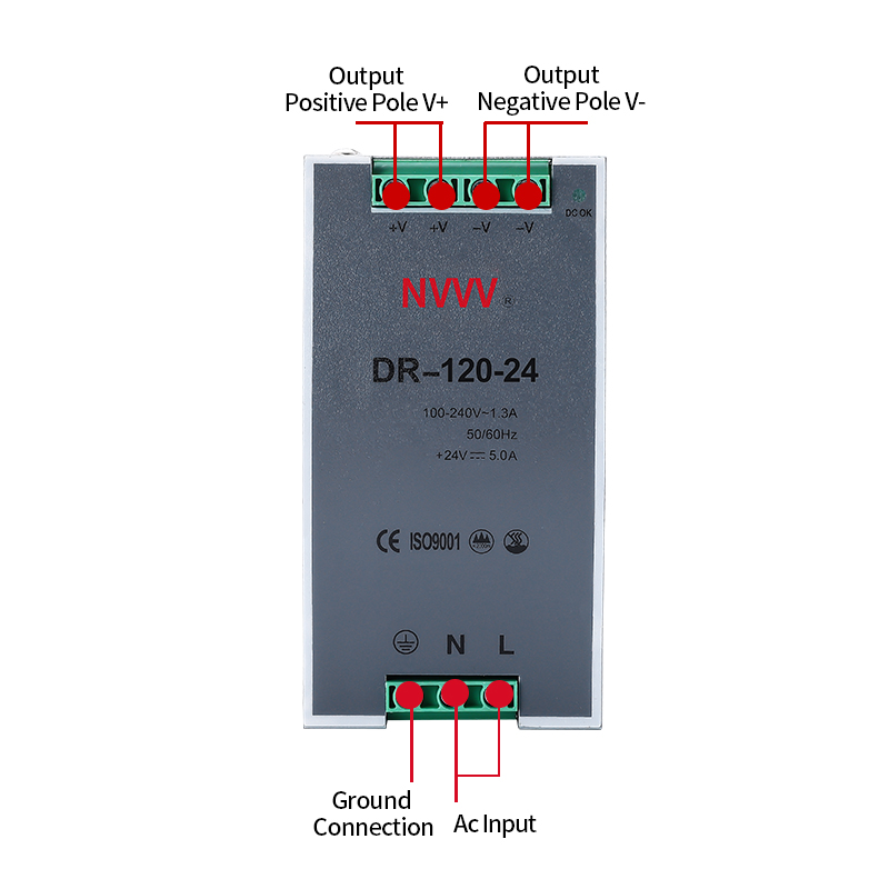 Factory Outlet 12V/24v Transformer Industrial  Din Rail 120w Switching Power Supply DR-120-24
