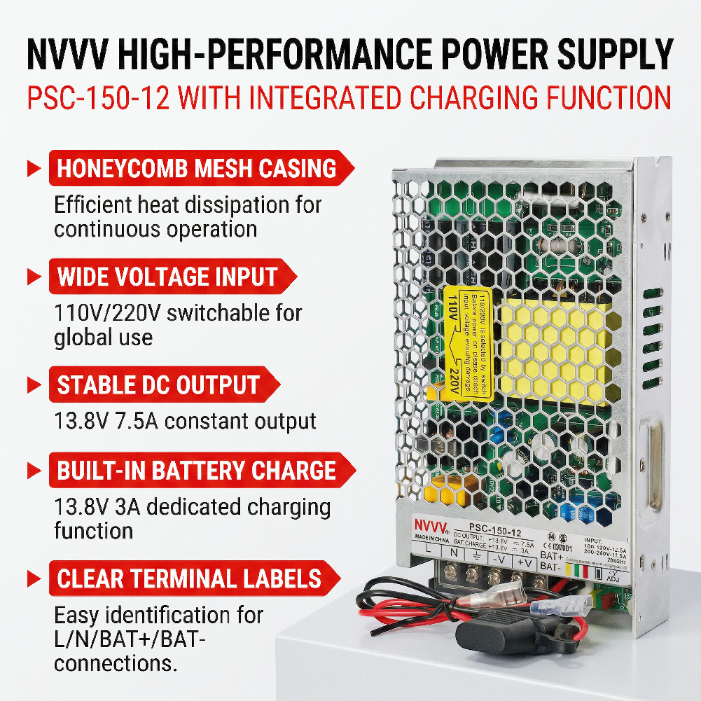 UPS Charging Function PSC-150 12V DC Emergency Power Supply Monitored Battery-Backup for Security System
