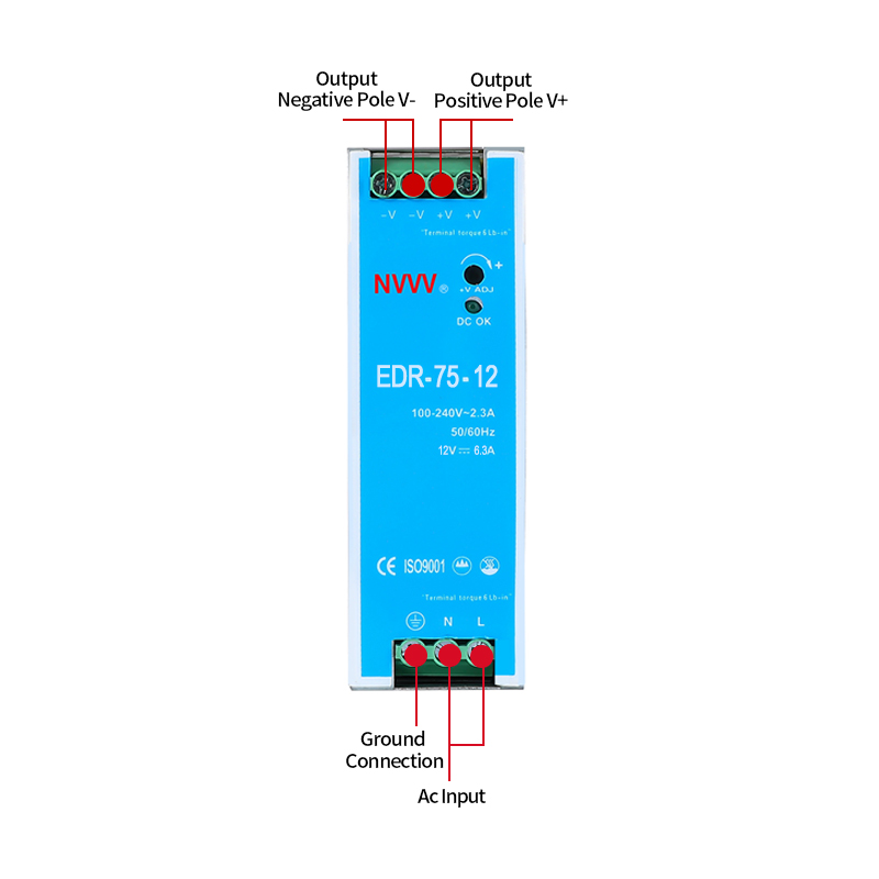 EDR-75W-12V DIN Rail Type Use  12V 75W Ac Dc Switching Power Supply for Factory Automation