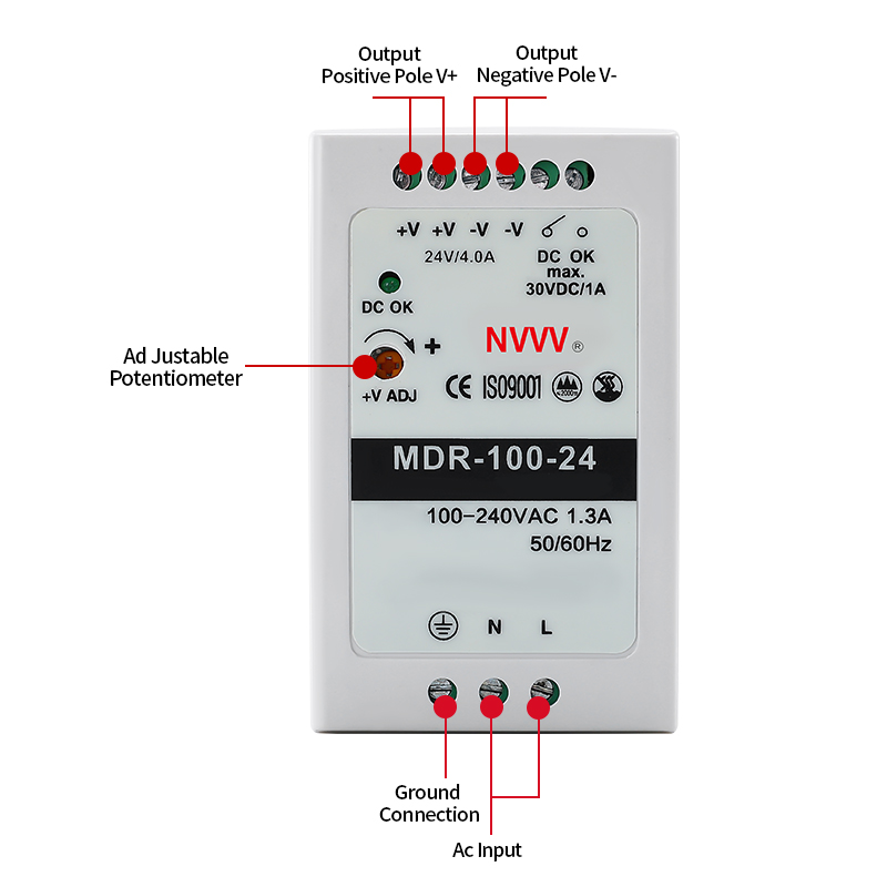 MDR 100W Switching Power Supply MDR Series AC to DC Power 100W 24V SMPS DIN RAIL