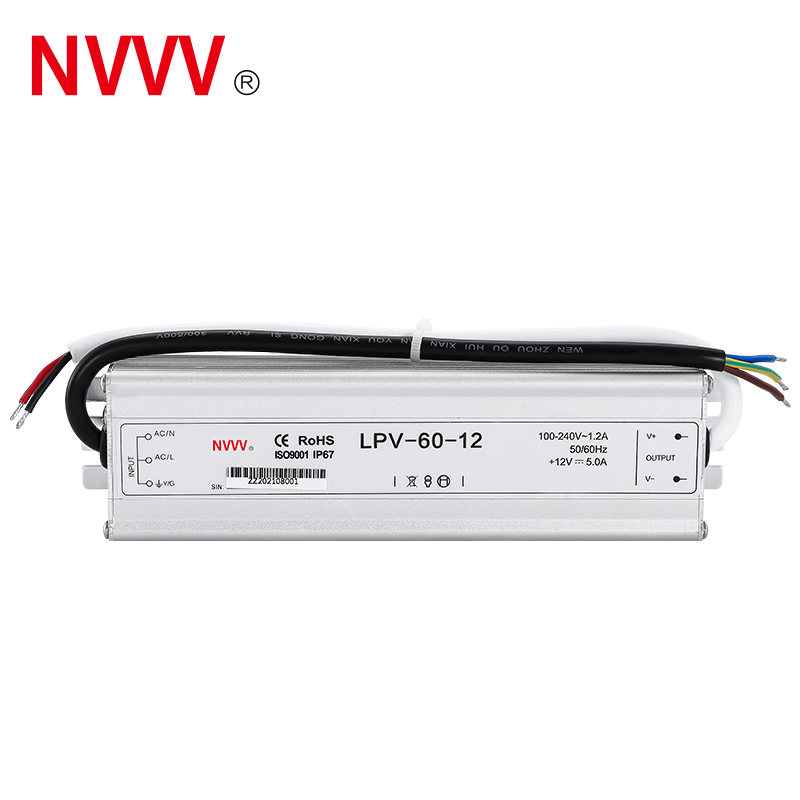 NVVV LED Driver LPV-60-12 Waterproof Industrial Power Supply 12v 5A 60w Single Output Switching Power Supply Waterproof