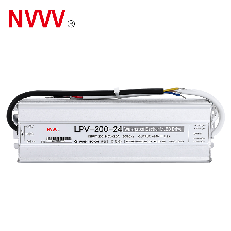 NVVV 200W 24V Waterproof Switching LED Power Supply Industrial Power Lighting 24v 8a Switching Power Supply LPV-200-24