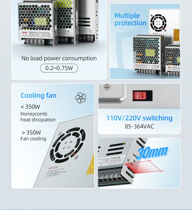 LED Strips High Efficiency LRS-35W-500W Manufacture Labs Industrial Automatic Programmable AC to DC Switching Power Supply SMPS