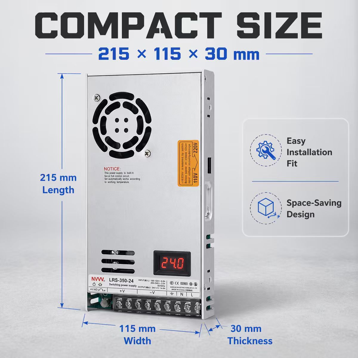 With LED Display 24V 350W AC-DC Switch Power Supply Single Output Enclosed Adjustable Voltage LRS-350-24SX