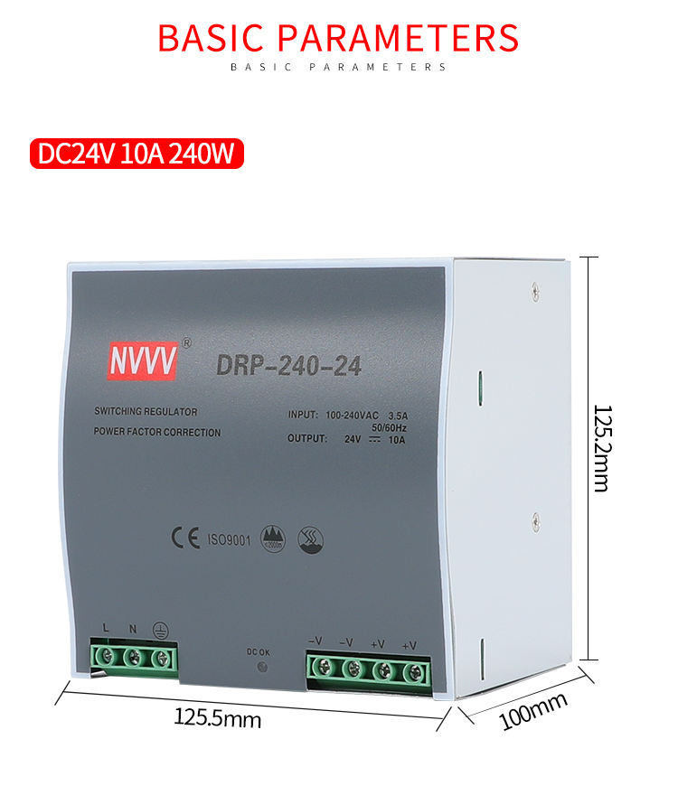 12v 24v Dc Power Supply Din Rail AC to DC Transformer SMPS 24V 240W Switch Power Supply for Machines with 6 Years Warranty