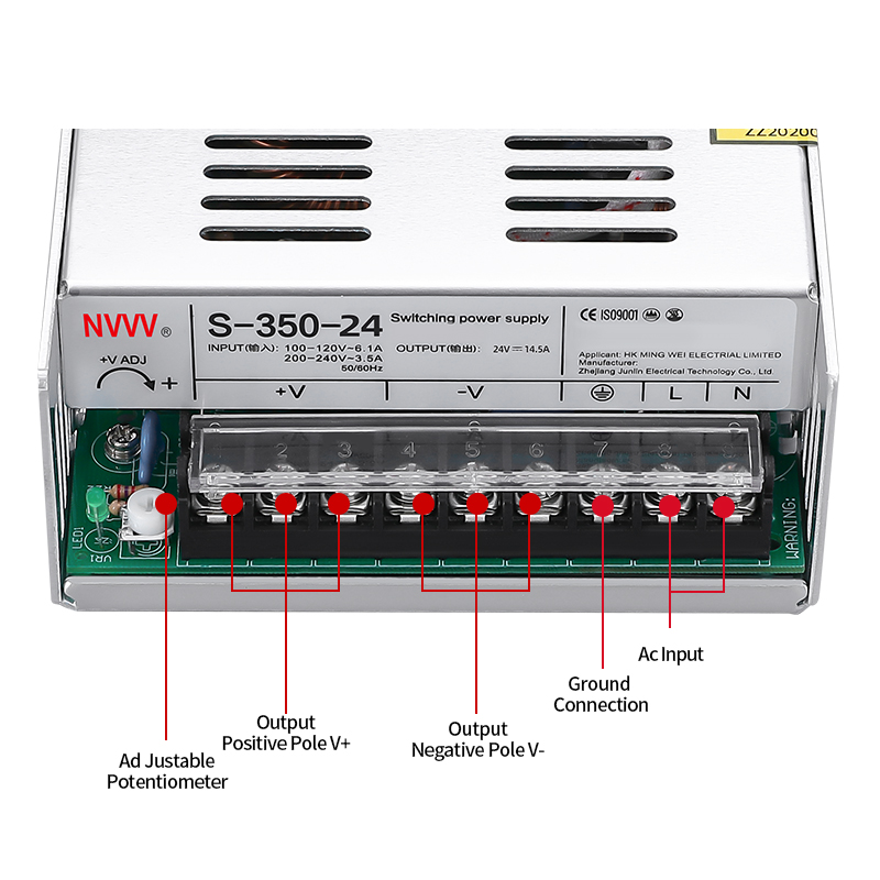 AC to DC 24V LED Transformer SMPS 24V 350W Switch Power Supply for CCTV Camera and LED Light S-350-24