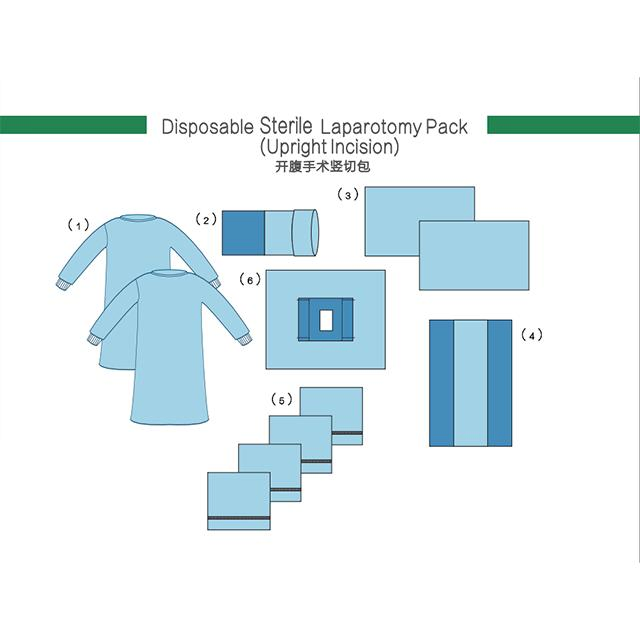 Disposable Sterile Surgical Drapes Laparotomy Drapes Pack Upright Incision