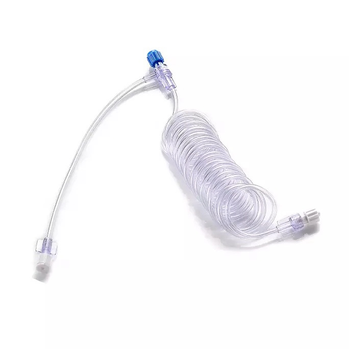 Single or Dual Check Valves 150cm CT 1500mm 60 Inch Low Pressure Spiral Y Tubing Radiology Angiography High Pressure 60" Coiled Patient Lines Tube