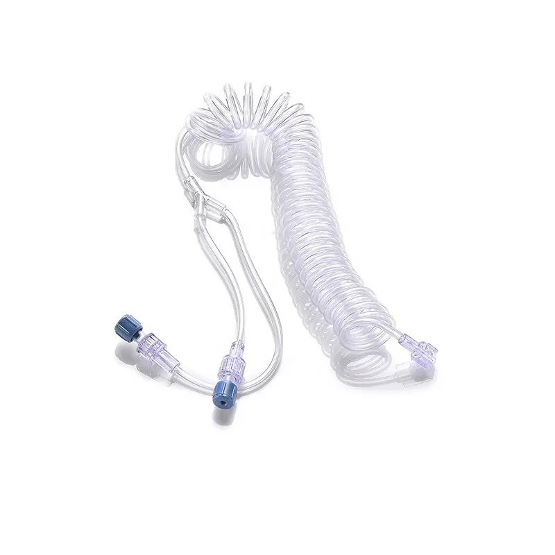 Single or Dual Check Valves 150cm CT 1500mm 60 Inch Low Pressure Spiral Y Tubing Radiology Angiography High Pressure 60" Coiled Patient Lines Tube