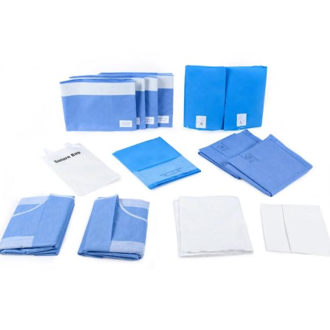 SJ Surgery Sterile Upright Incision Surgical Laparotomy Drape Pack Medical Non-woven Disposable Laparotomy Packs