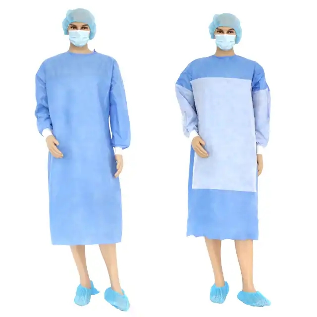 SMS45GSM Disposable Non Woven Sterile Reinforced Surgical Gown XL