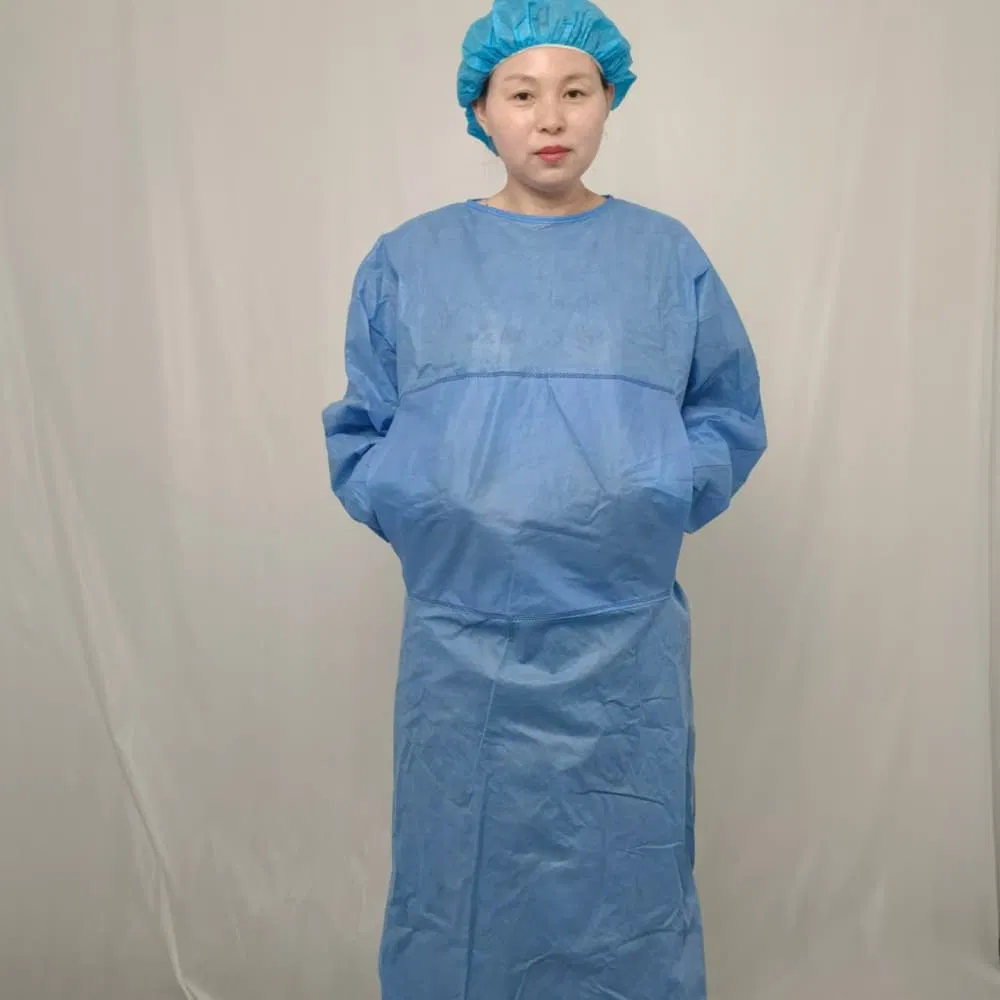 High Quality Standard Universal Sterile Disposable Surgical Gown Breathable Isolation Gown Lab Coat with CE Certification
