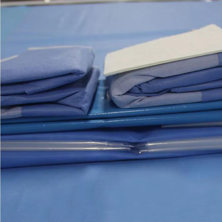 SJ Customized EO Sterile Non Woven Blue SMS Surgical Laparotomy Drape Sets Disposable Sterile Laparoscopy Packs OEM Wholesale