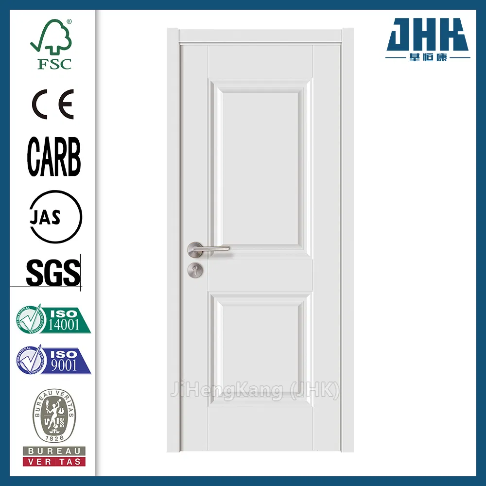 JHK-017 باب داخلي من الخشب الصلب ذو قلب مجوف بلون أبيض