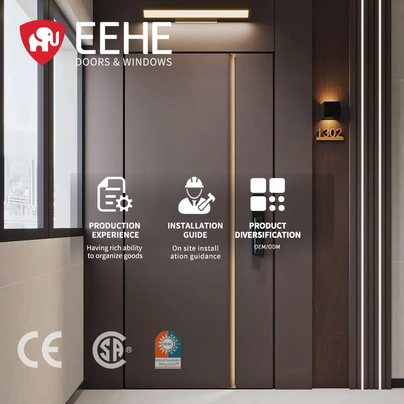 أبواب أمامية سكنية مخصصة من الألمنيوم للمنازل وباب أمامي من الألمنيوم مع زجاج لامينيه بأسلوب المدخل الرئيسي