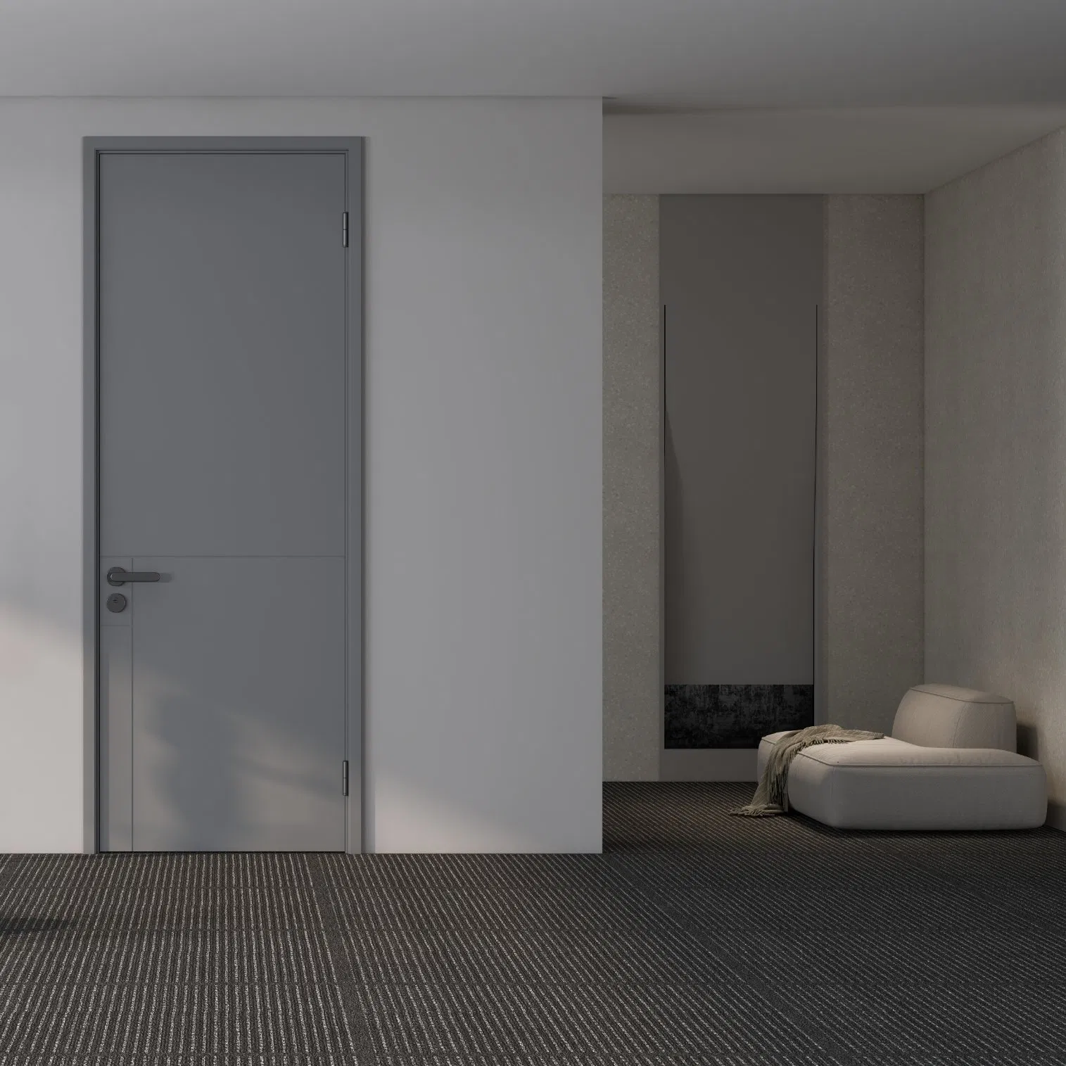 باب داخلي من الخشب مصنوع من PVC و MDF وألمنيوم بتصميم مسطح وبسيط وعصري