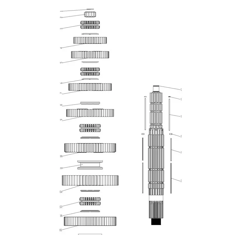 Wholesale Genuine OEM Fast 7DS200K Transmission Shaft Assemblies - Left/Right Countershaft & Second Shaft Components Manufacturer, Supplier