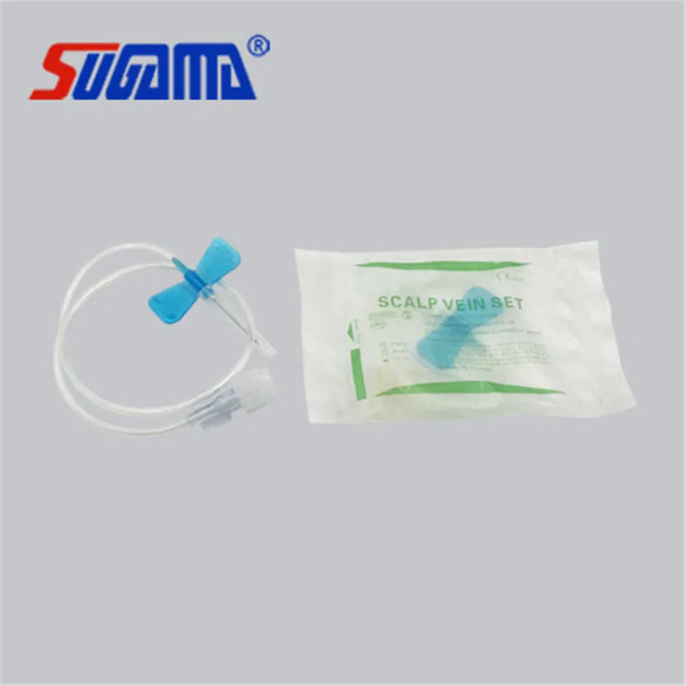 Conjunto de venas de escalpo desechable médico de seguridad con aguja hipodérmica de alas de mariposa para infusión