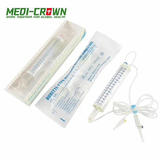 Tipo de microgoteo estéril intravenoso 20/60 gotas pediátricas para niños y adultos 100/150ml cc bureta desechable para set de infusión IV con ISO, CE con filtro