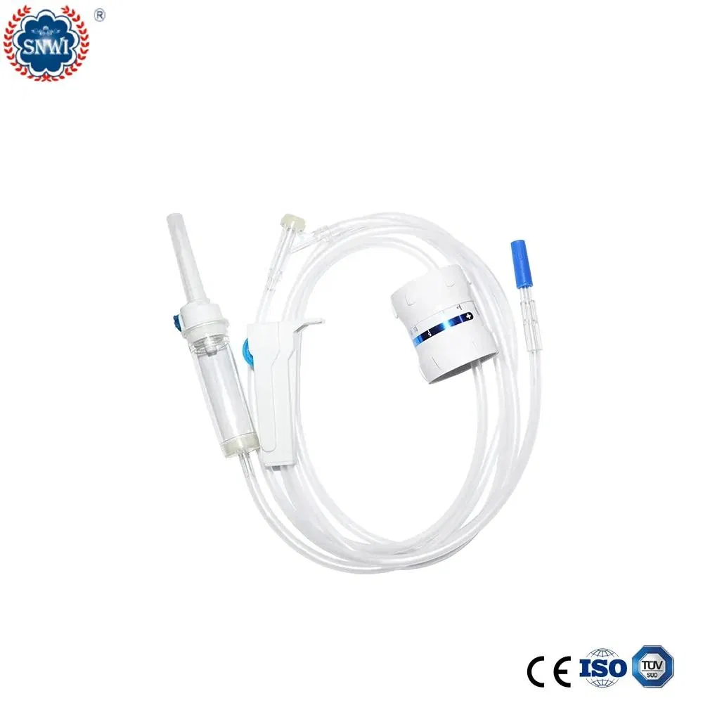 Conjunto de infusión IV desechable estéril de venta al por mayor con reguladores de precisión y sitio Y