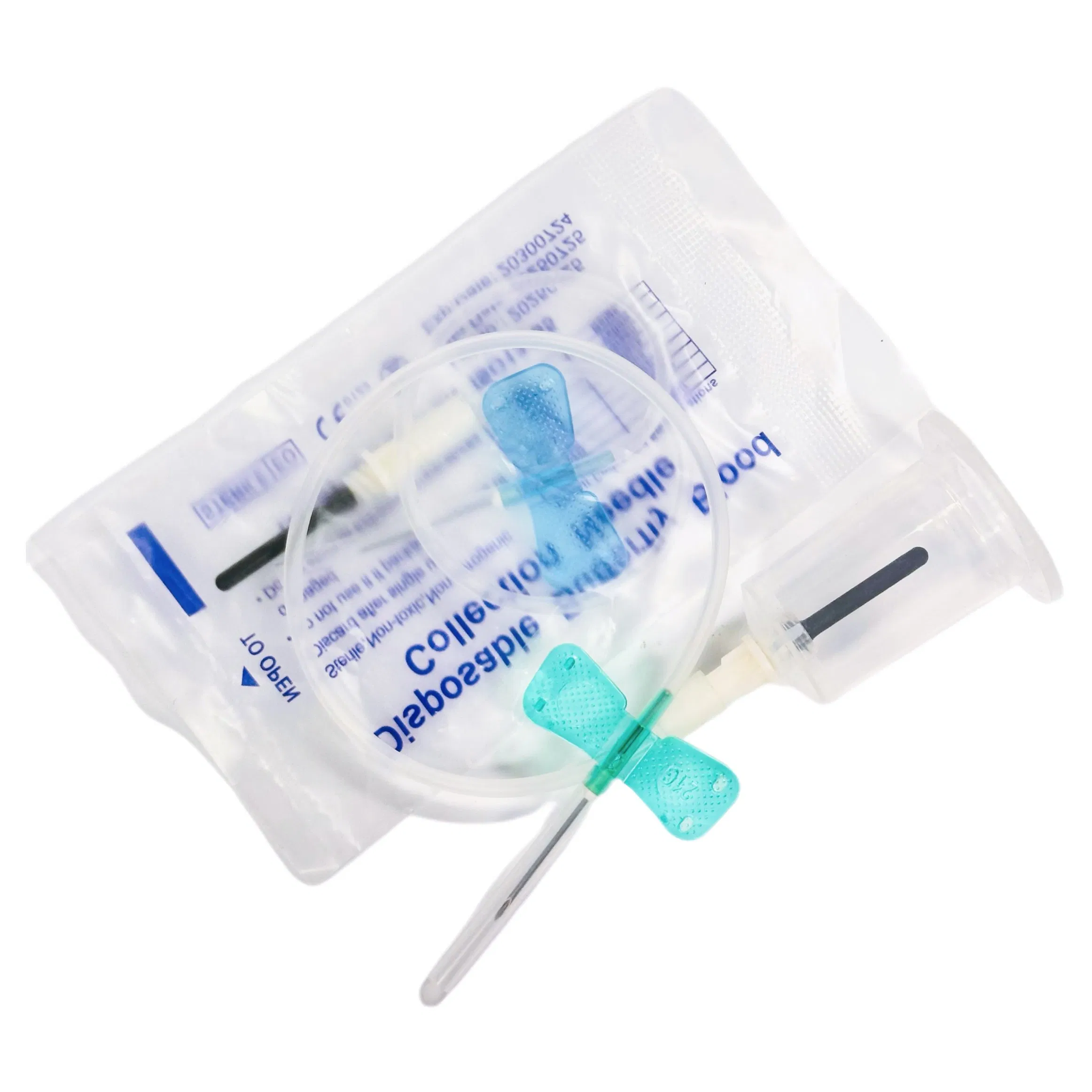 Set de infusión desechable con alas, tubo de PVC suave, mango de ABS con alas
