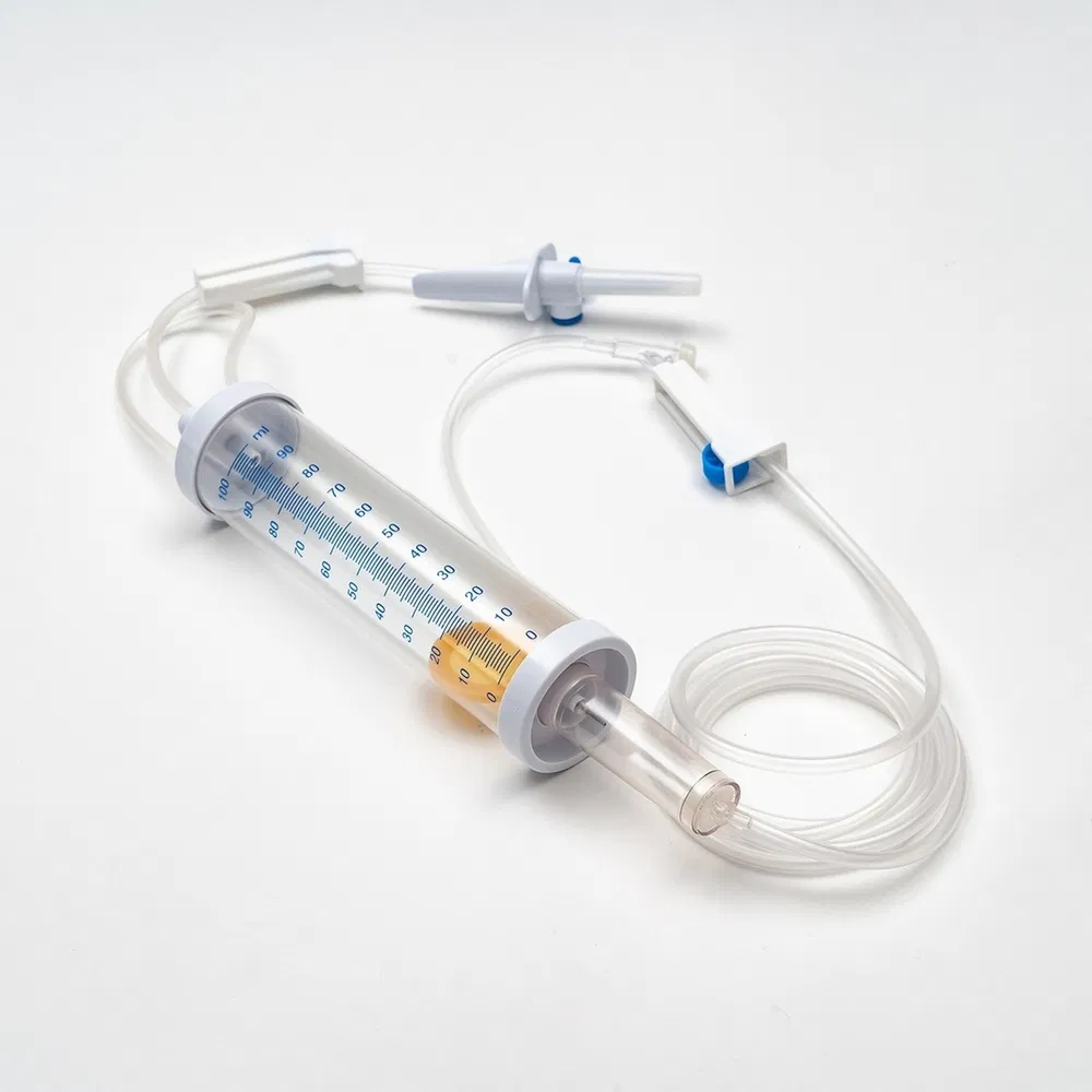 Set de infusión de bureta desechable de grado médico para control preciso de goteo pediátrico