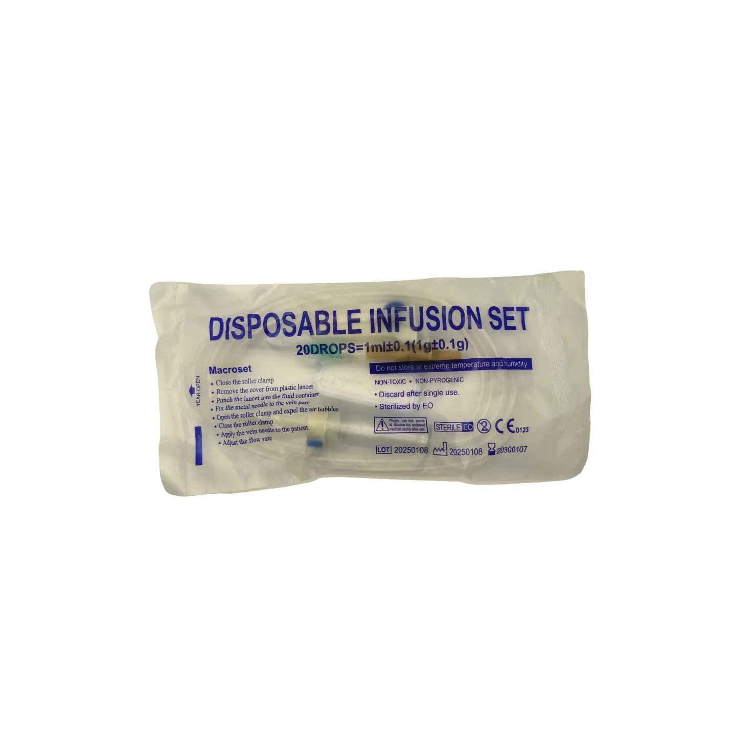 Conjunto de Infusión Desechable Gravity Estéril No Pirogénico No Tóxico 20 Especificación Suministro Transfronterizo