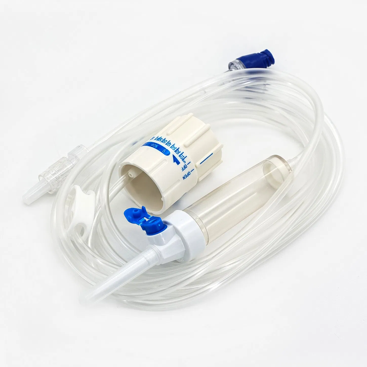 Conjunto de infusión intravenosa desechable estéril con aguja Luer Slip y Luer Lock, filtro de ventilación de aire disponible, libre de látex, con regulador de flujo