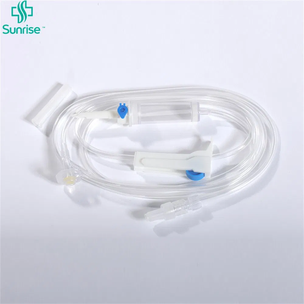Juego de infusión desechable médico portátil con tubo de PVC libre de DEHP