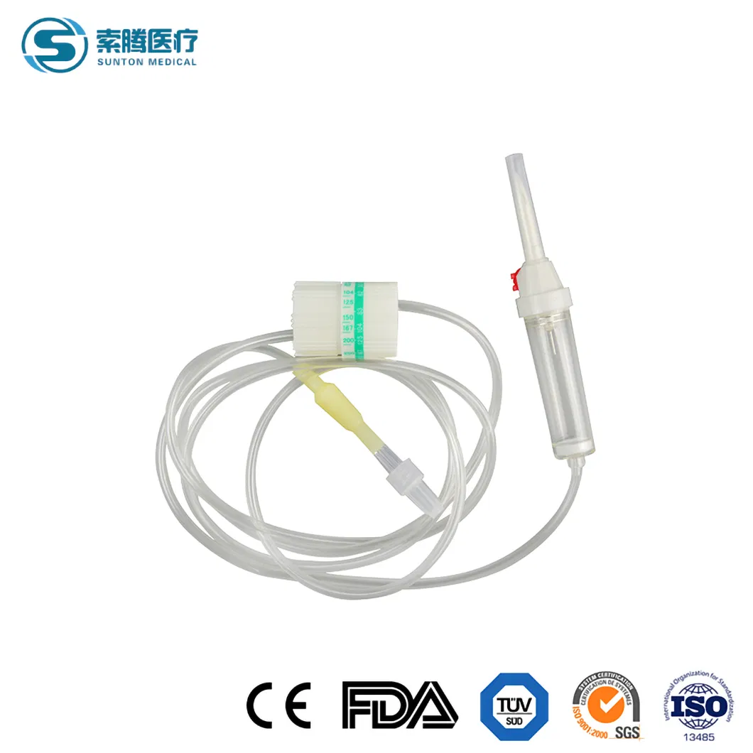 Proveedores de juegos de transfusión Sunton Macro IV Set China, juego de goteo salino IV, microset IV, juego médico desechable de infusión IV con conexión Luer Lock Y