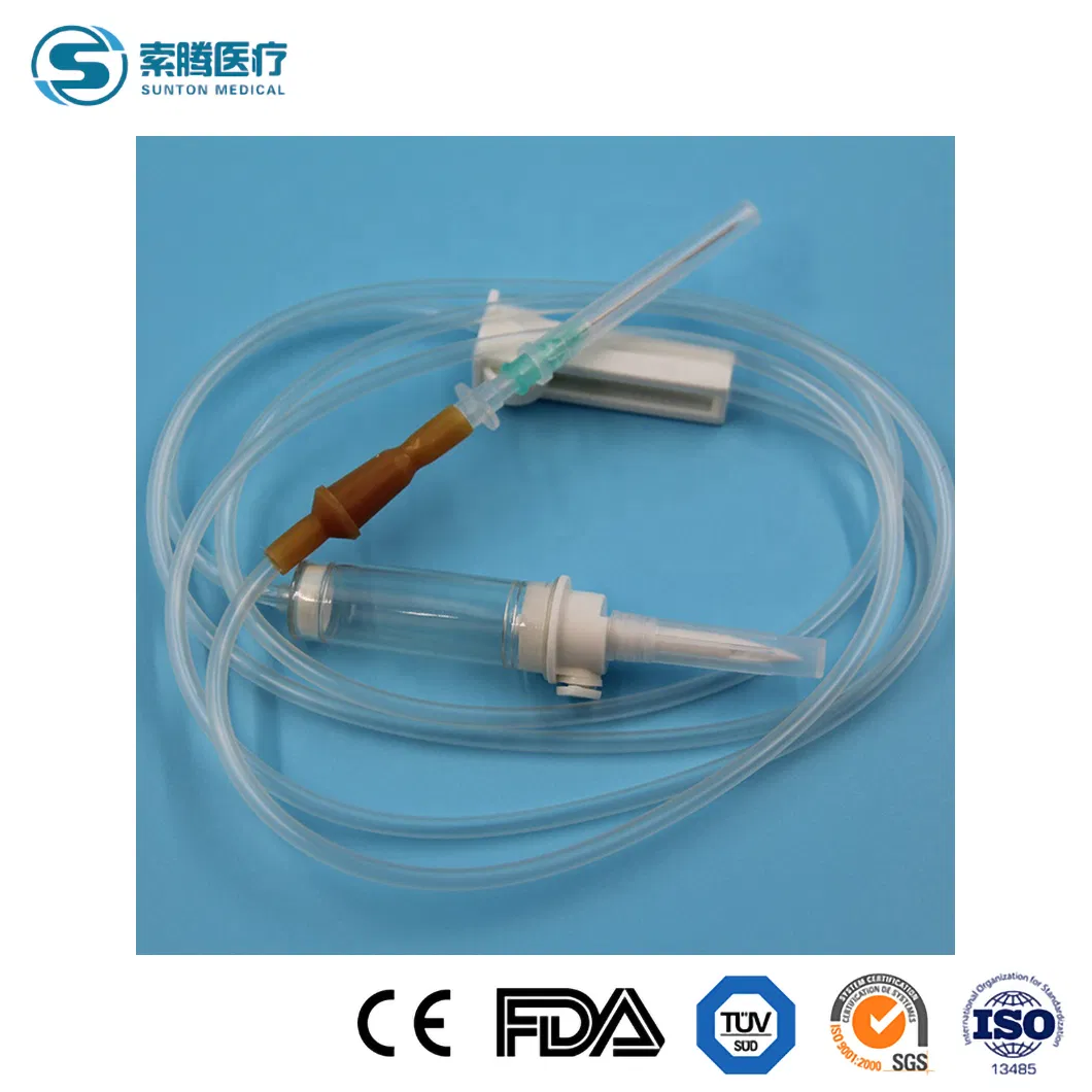 Conjuntos de infusión Sunton Tandem China Fabricantes de conjuntos de infusión de bureta Conjunto de infusión desechable/Regulador de flujo IV Extensión Conjunto IV macro y micro