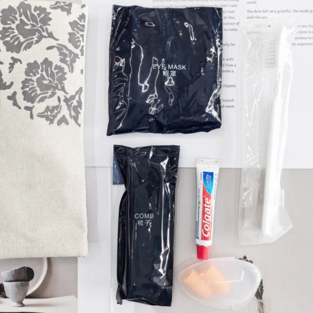 Kit de amenidades desechable antibacteriano personalizado para clase ejecutiva