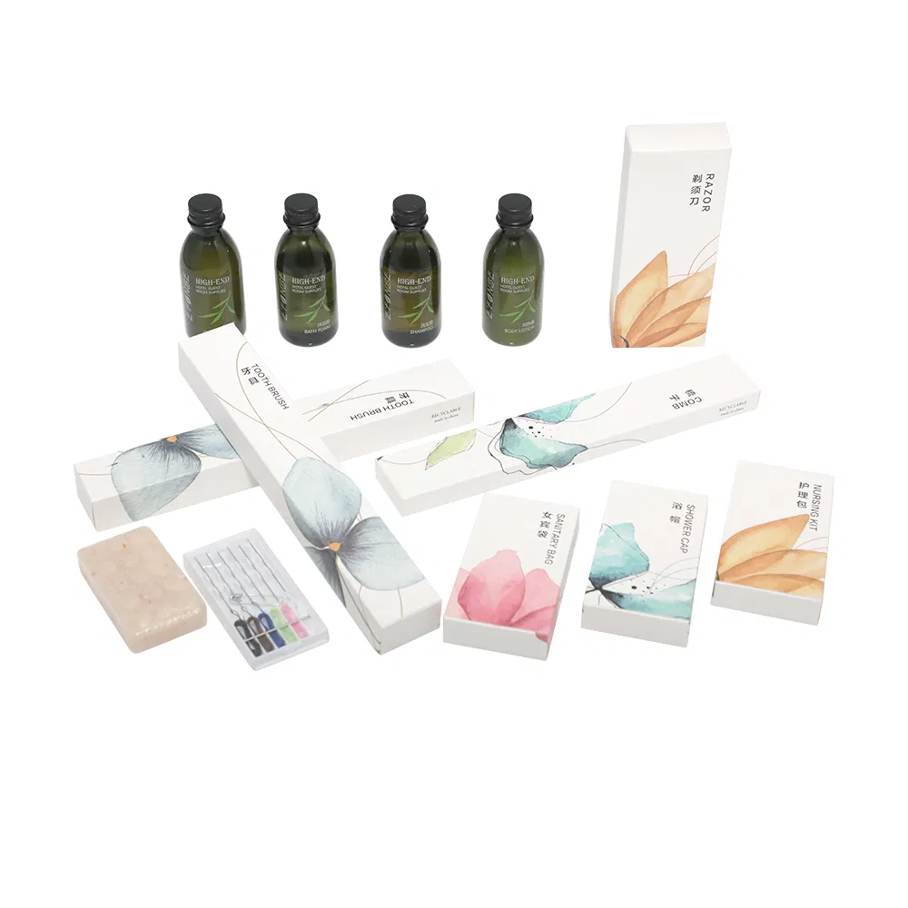 Kit de amenidades desechables de champú ecológico para baño de hotel para cinco hoteles