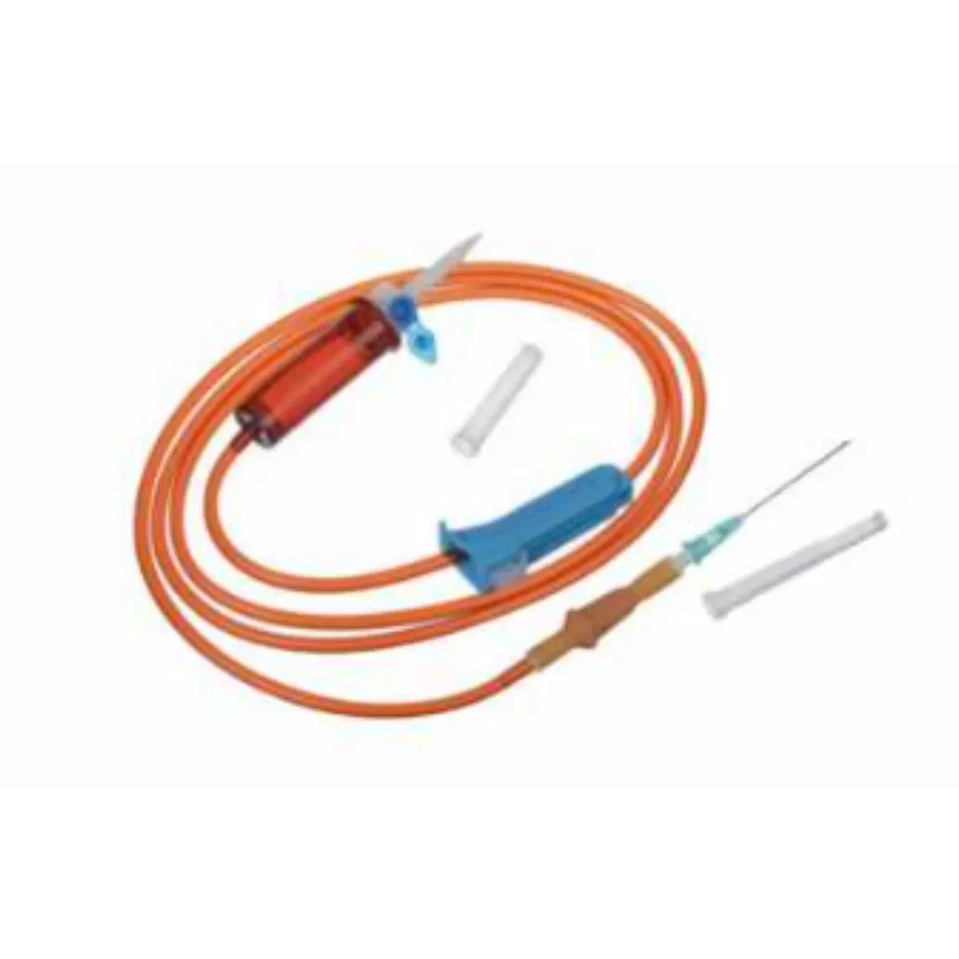 Conjunto de infusión hipodérmica IV a prueba de luz médica con pinza Robert