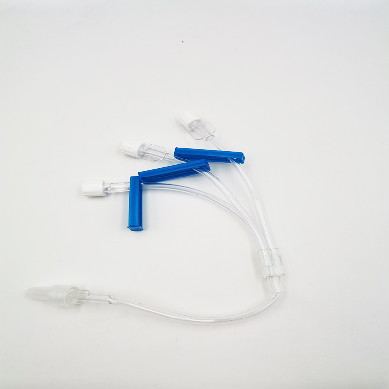 Juego de infusión de tubo de extensión de un solo, doble y triple lumen con válvula sin aguja y regulador de flujo