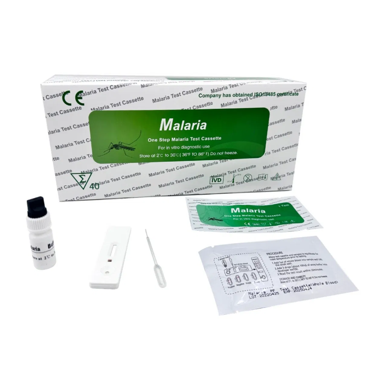 Kit de prueba de malaria desechable fácil de operar con CE para uso en casa