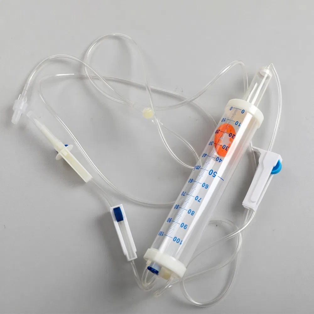 Conjunto de infusión de bureta médica estéril tipo IV para un solo uso 100ml 150ml