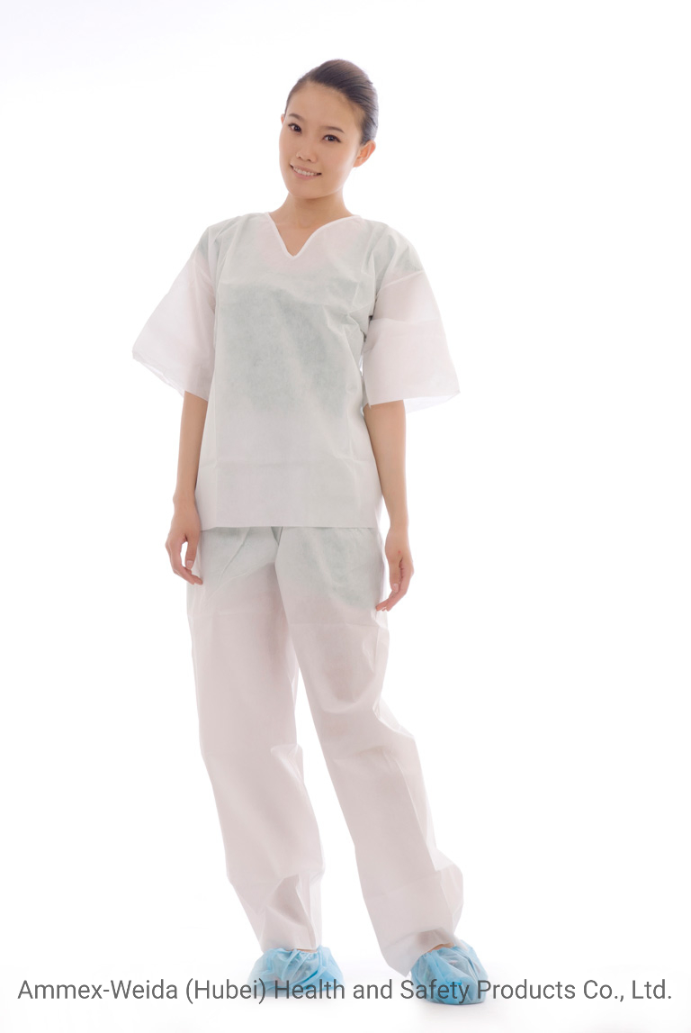 Kits de pijamas desechables con camisa y pantalones para uso médico en sala de operaciones de hospital