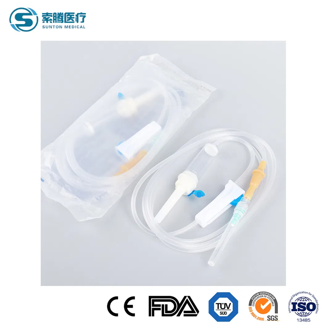 Conjunto de Infusión de Regulador de Flujo Sunton IV Fabricantes de Conjuntos de Infusión con Filtro de China Conjunto Microgotas Pediátrico Conjunto de Infusión I. V. con Bureta 100ml y 150ml 4 Maneras