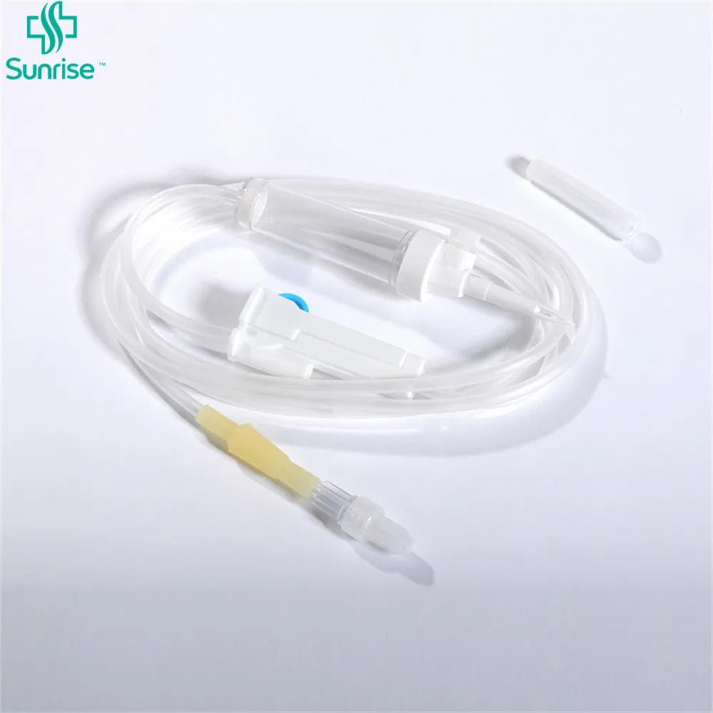 Juego de infusión desechable médico portátil con tubo de PVC libre de DEHP