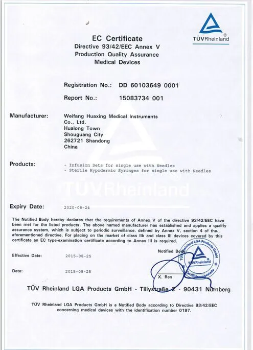 Certificado CE del producto