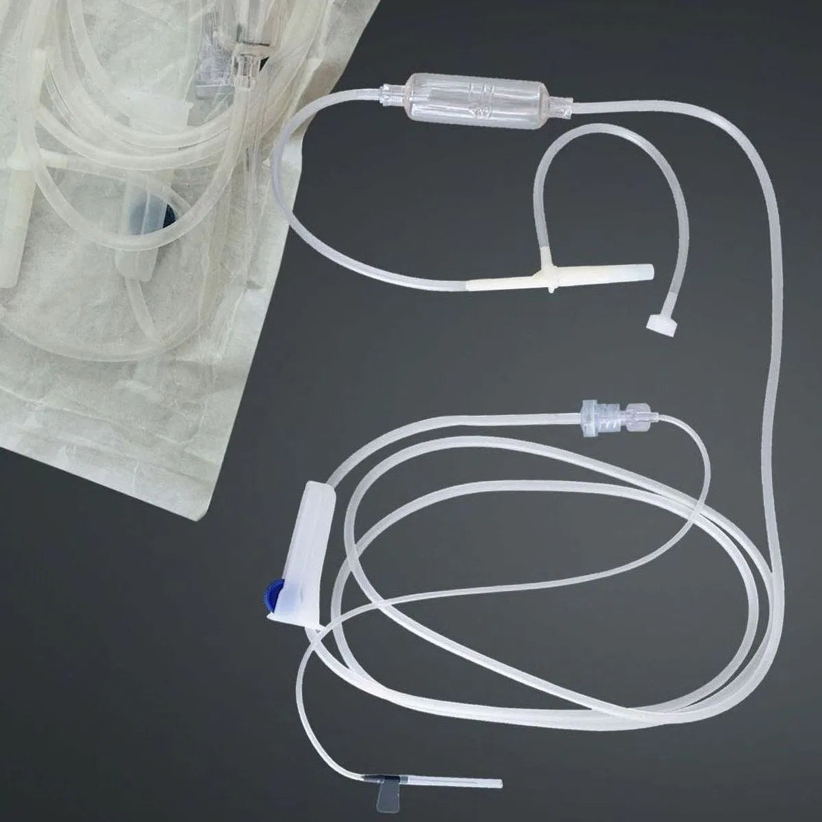 Juego de administración IV estéril con micro gotero, set de infusión desechable médico
