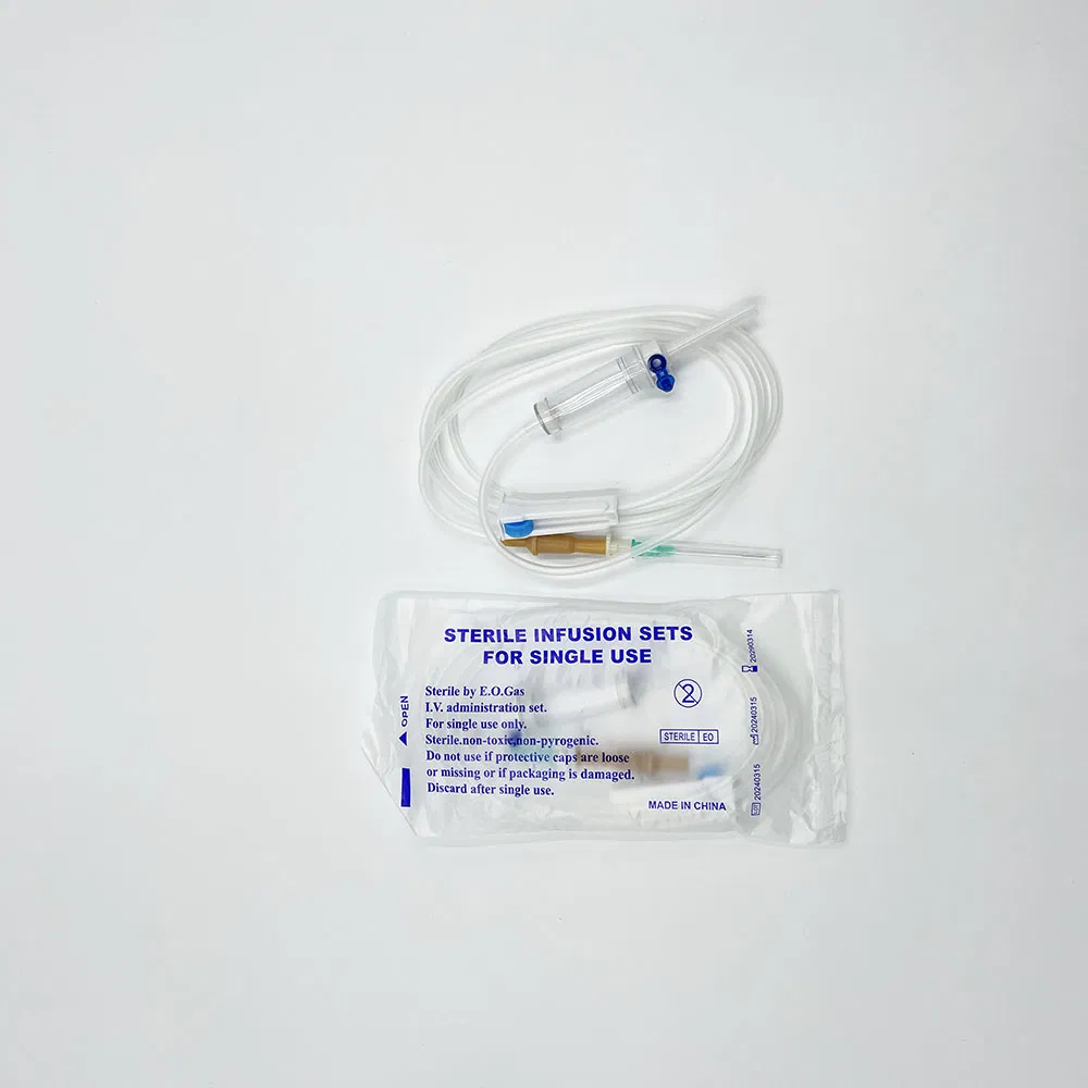 Conjunto de infusión desechable integral con aguja y catéter incluidos 20drops/Ml 6ml con aguja, ajustador, filtro muestra gratuita