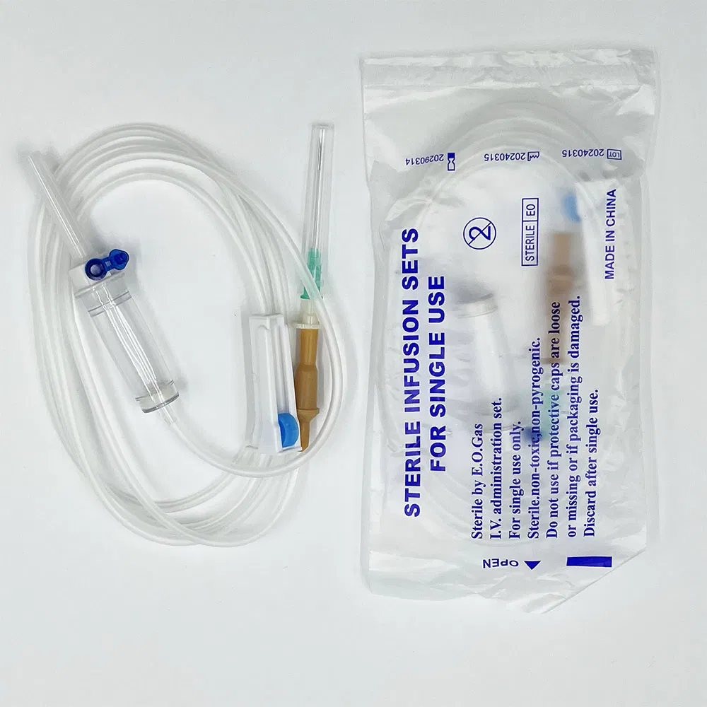 Juego de infusión IV desechable estéril sin látex disponible 1.5m con filtro de ventilación de aire