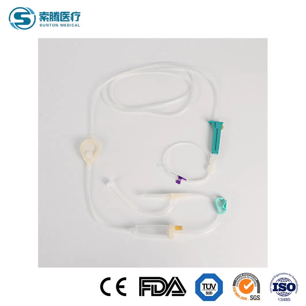 Conjunto de goteo Sunton médico, fabricante de juego IV de China, conjunto de aguja alada, conjunto IV médico B. Braun Intrafix, conjunto de infusión segura Infusion Set con ventilación de aire