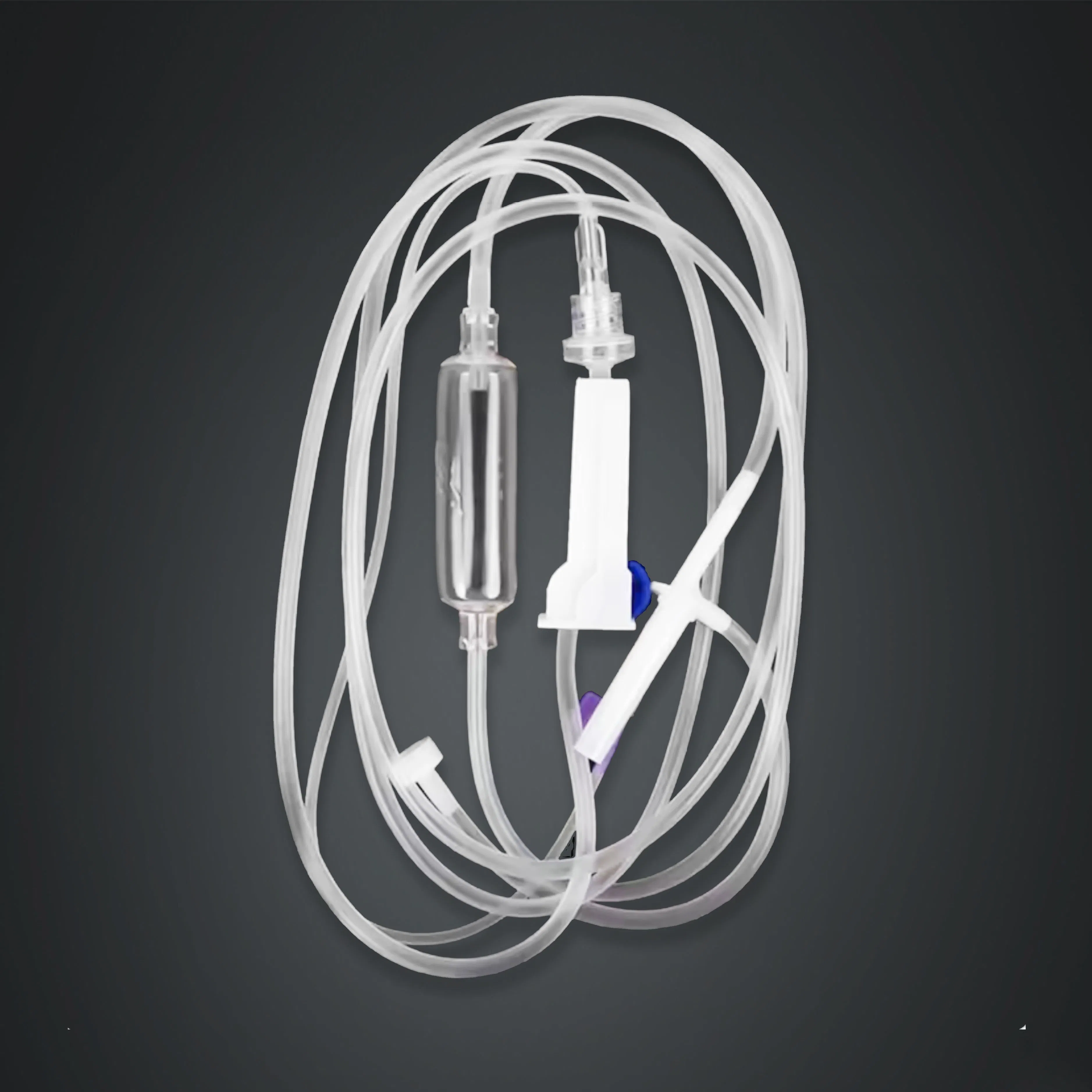 Juego de infusión IV desechable de PVC premium para uso médico