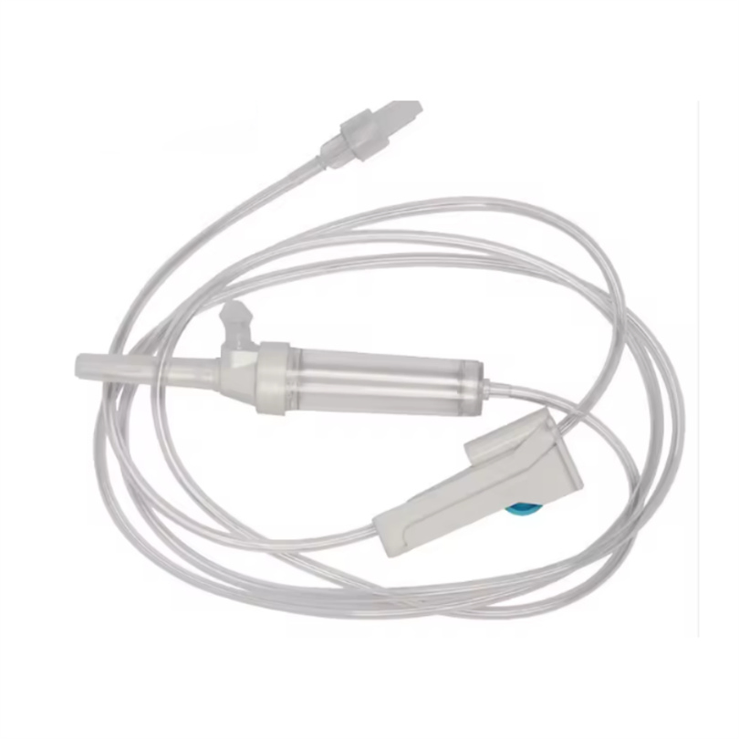 Conjunto de tubos de infusión de microgravedad con regulador de flujo IV