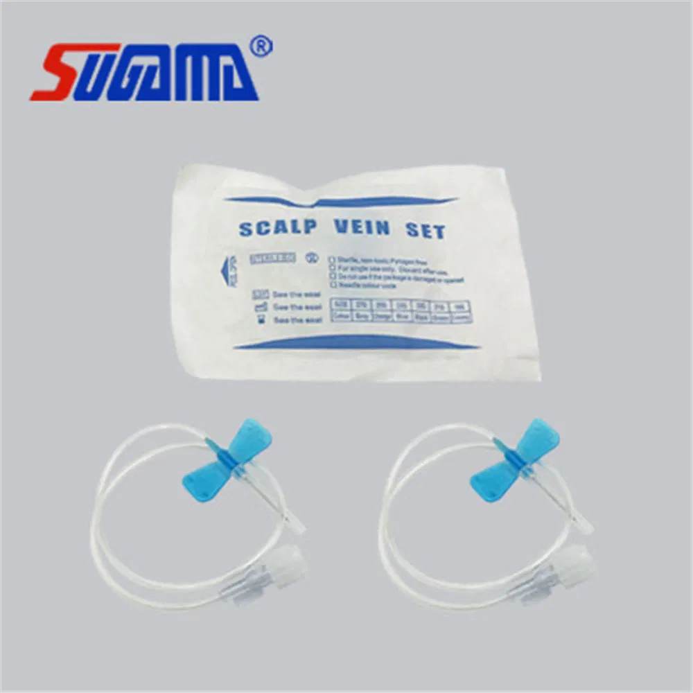 Conjunto de venas de escalpo desechable médico de seguridad con aguja hipodérmica de alas de mariposa para infusión