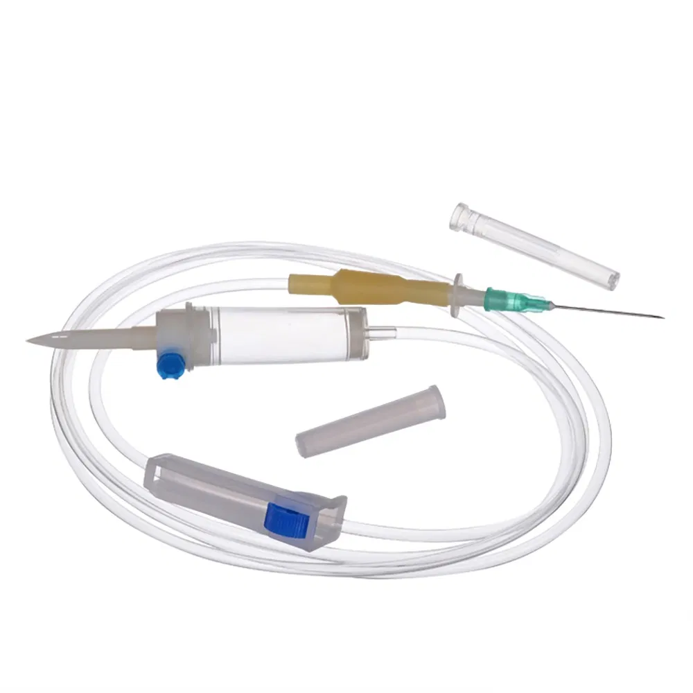 Conjuntos de infusión de bureta con filtro médico preciso para un solo uso con agujas